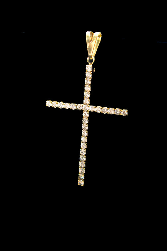 DIJE CRUZ EN CIRCONES BLANCOS GRANDE