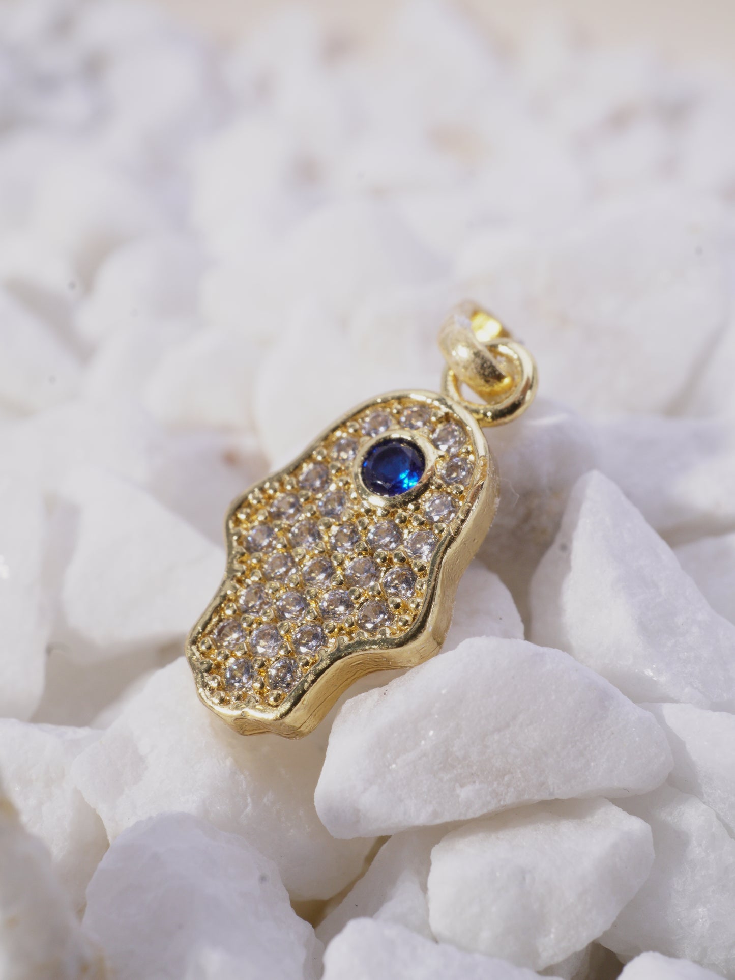 DIJE MANO HAMSA RELLENO CIRCON BLANCO