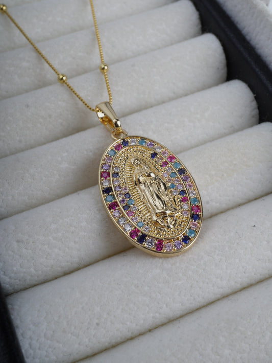 DIJE VIRGEN GUADALUPE GRANDE DOBLE BORDE CIRCONES