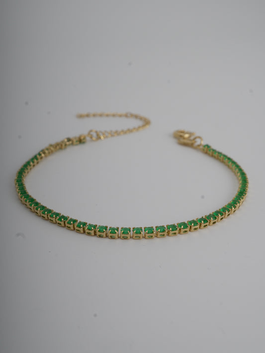 PULSERA TENNI CIRCON VERDE 2MM 18CM