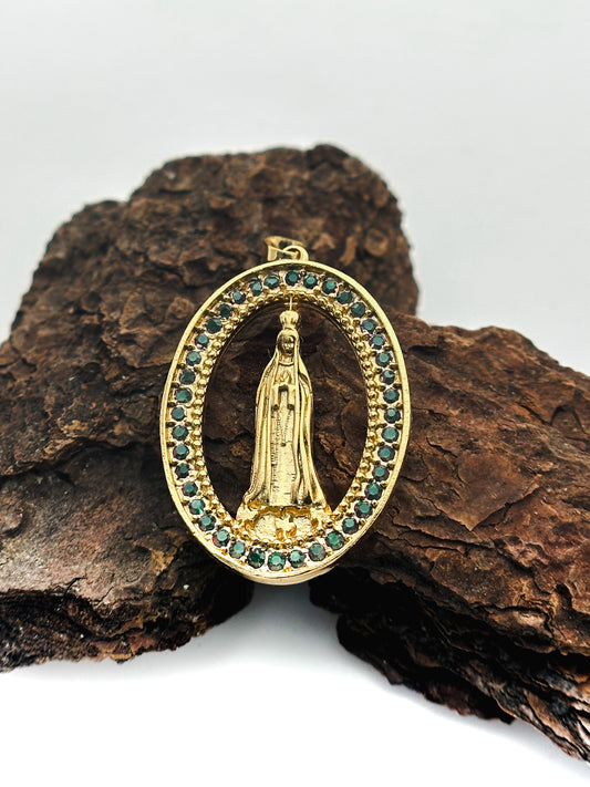 DIJE VIRGEN DE FATIMA CIRCONES VERDES GRANDE