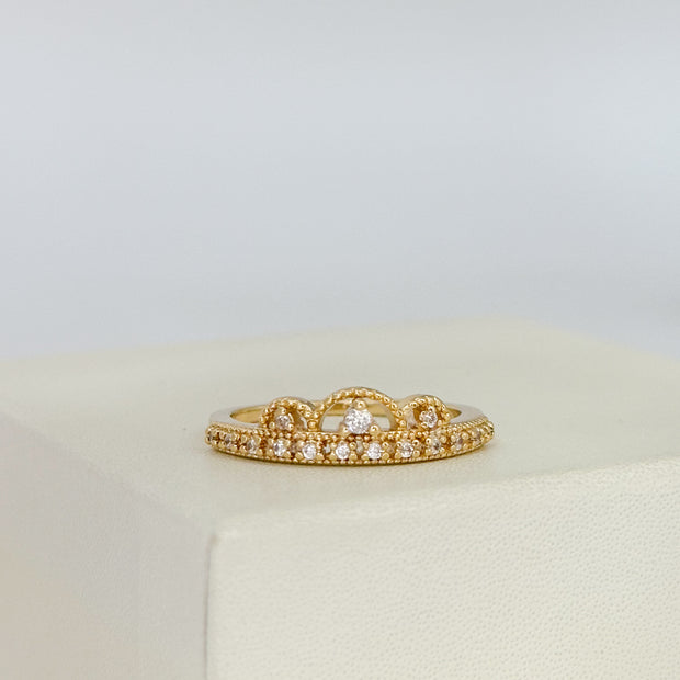 ANILLO TIPO CORONA CON CIRCONES BLANCOS DM