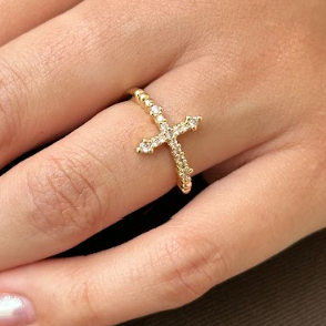 ANILLO CRUZ CIRCONES BLANCOS DM
