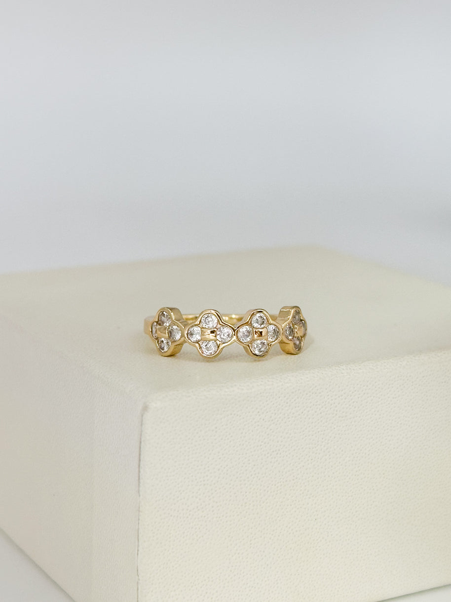 ANILLO 4TREBOL CIRCONES BLANCOS DM