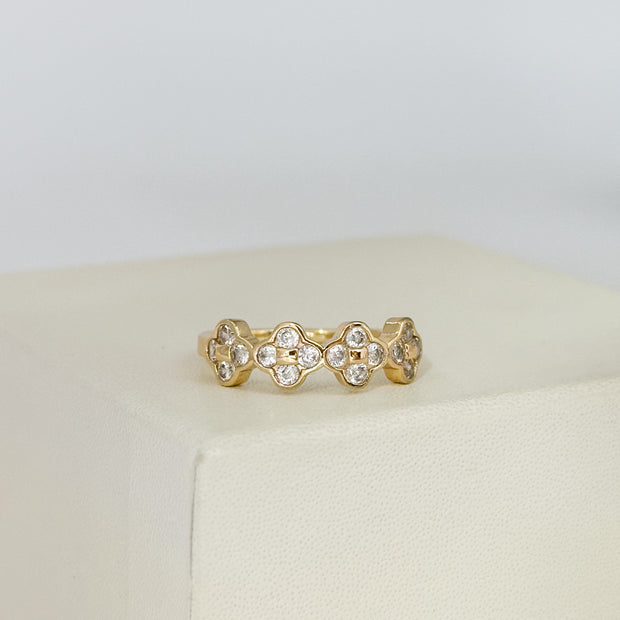 ANILLO 4TREBOL CIRCONES BLANCOS DM