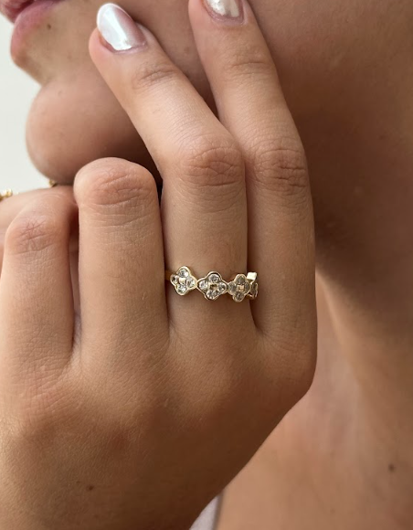 ANILLO 4TREBOL CIRCONES BLANCOS DM