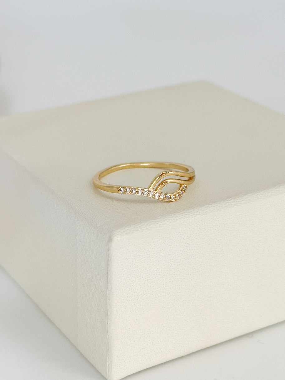 ANILLO DOBLE BISEL CON CIRCON BLANCO DM