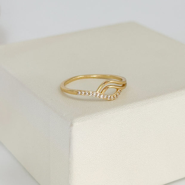 ANILLO DOBLE BISEL CON CIRCON BLANCO DM