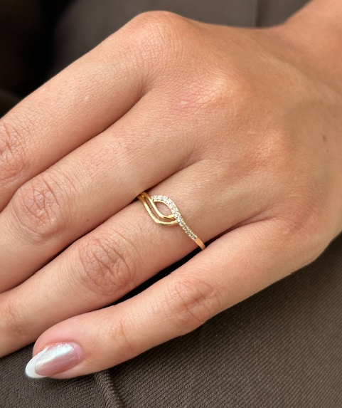 ANILLO DOBLE BISEL CON CIRCON BLANCO DM