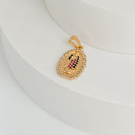 DIJE VIRGEN GUADALUPE BORDE CIRCON BLANCO CENTRO COLORES DM