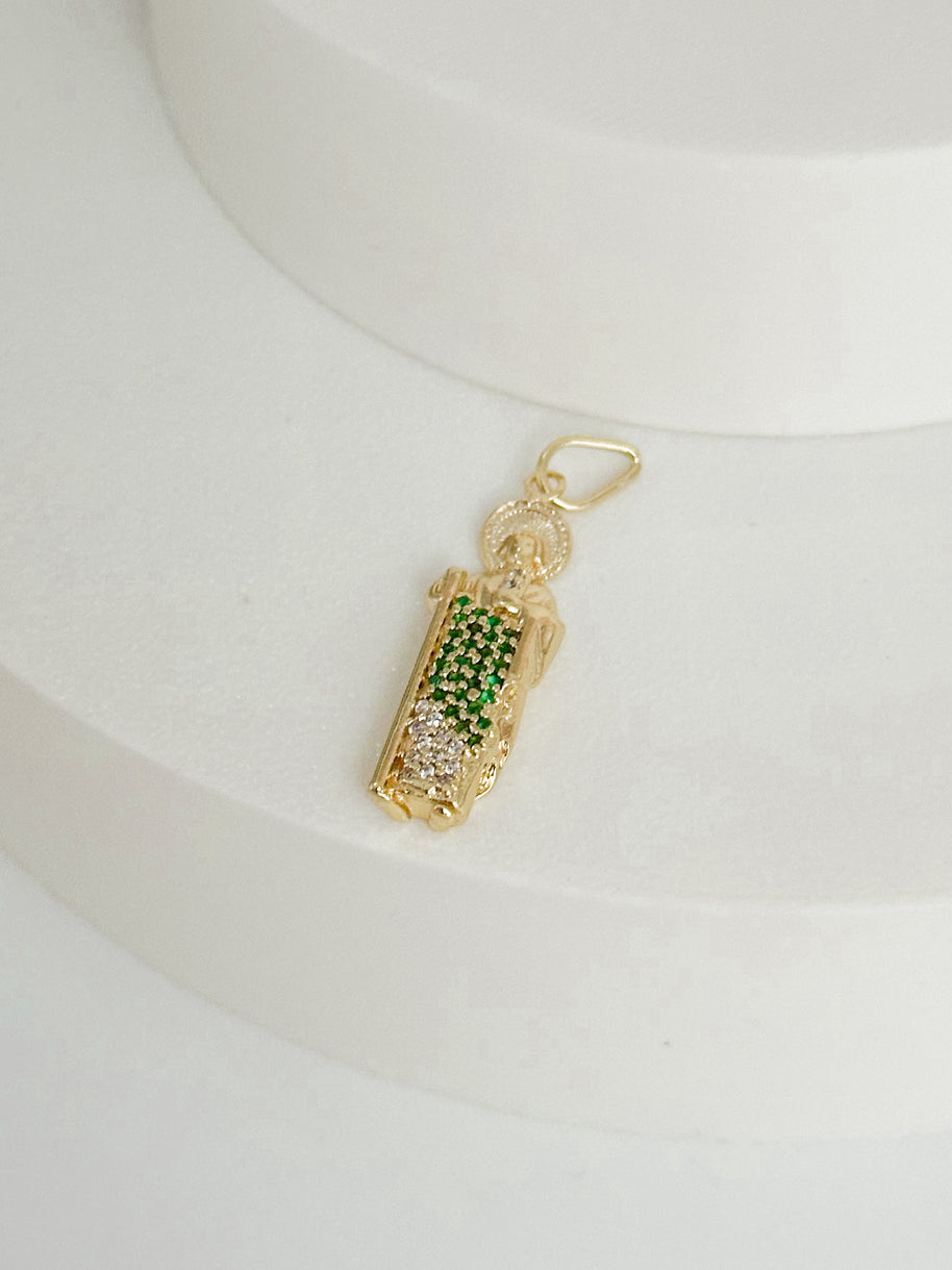DIJE SAN JUDAS TADEO CON CIRCON VERDE Y BLANCO DM