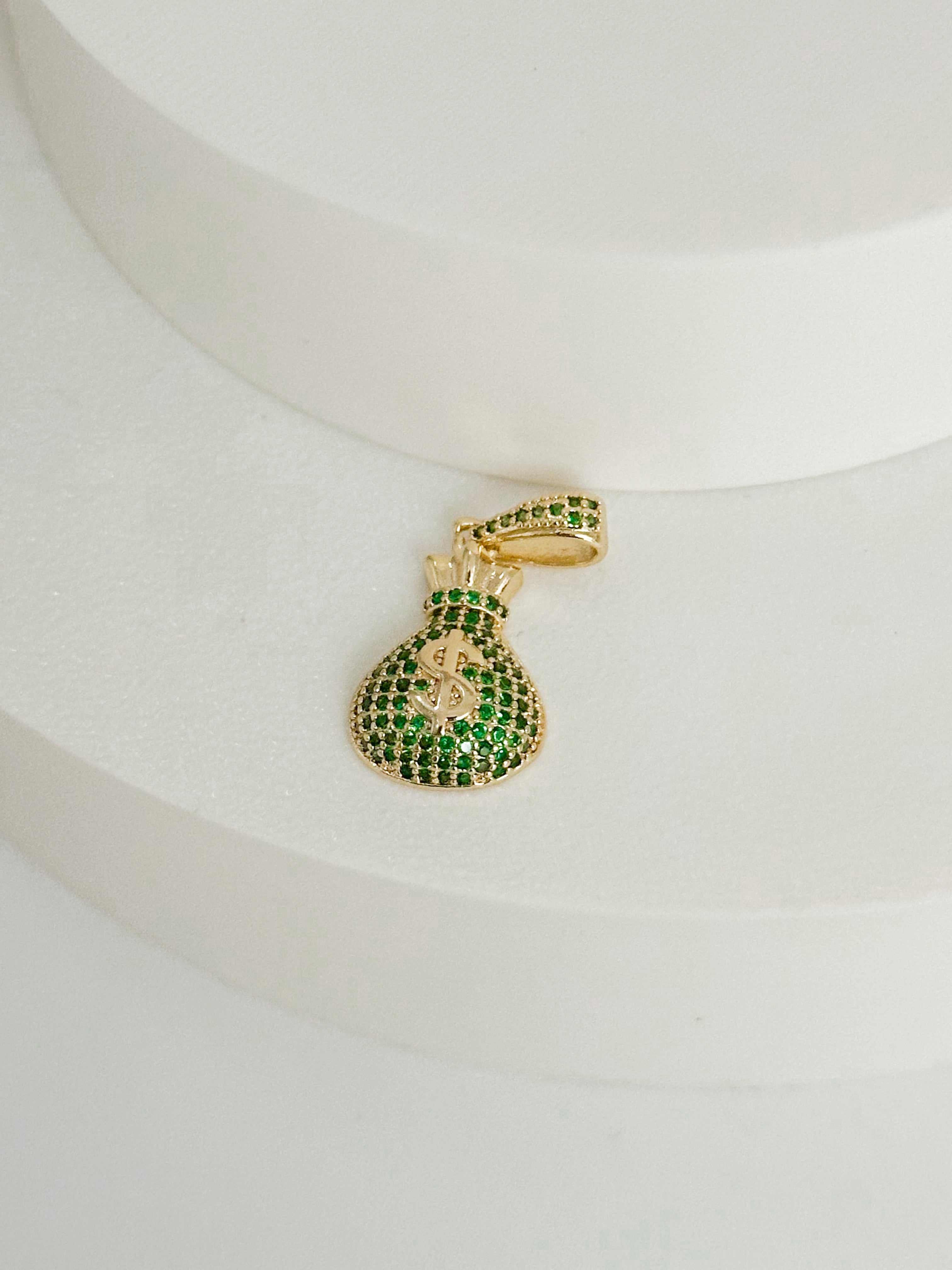 DIJE BOLSA DE DINERO, CON CARGADOR RELLNO CIRCON VERDE DM