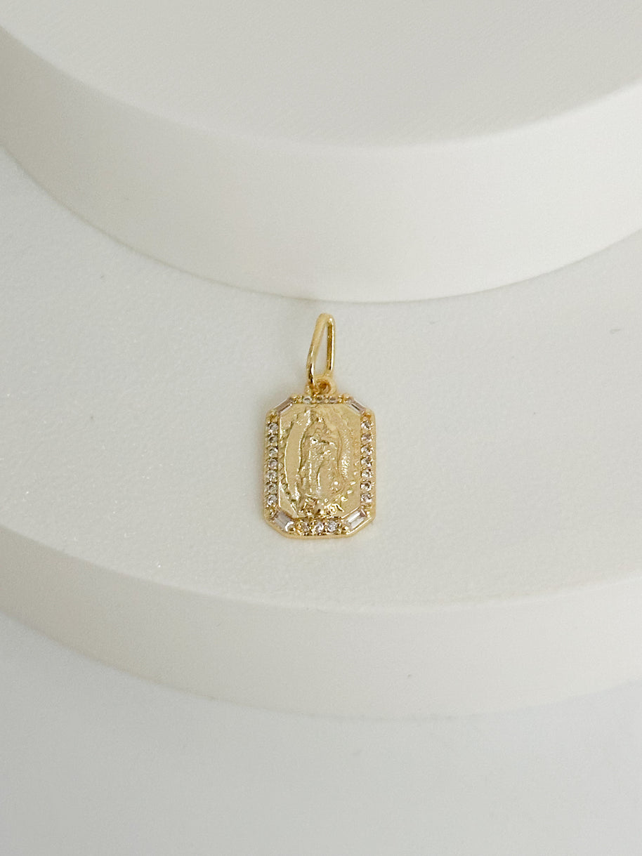 DIJE VIRGEN GUADALUPE BORDE OCTAGONAL CON CIRCON BLANCO DM