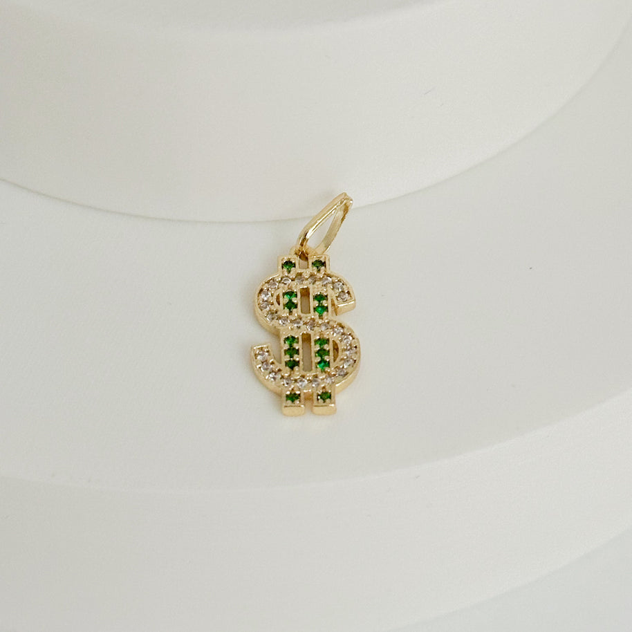 DIJE SIGNO PESOS GRANDE CON CIRCON VERDE Y BLANCO DM