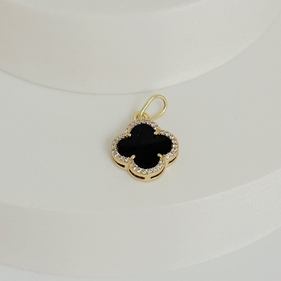 DIJE VAN CLEEF NEGRO GRANDE, BORDE CIRCON BLANCO DM