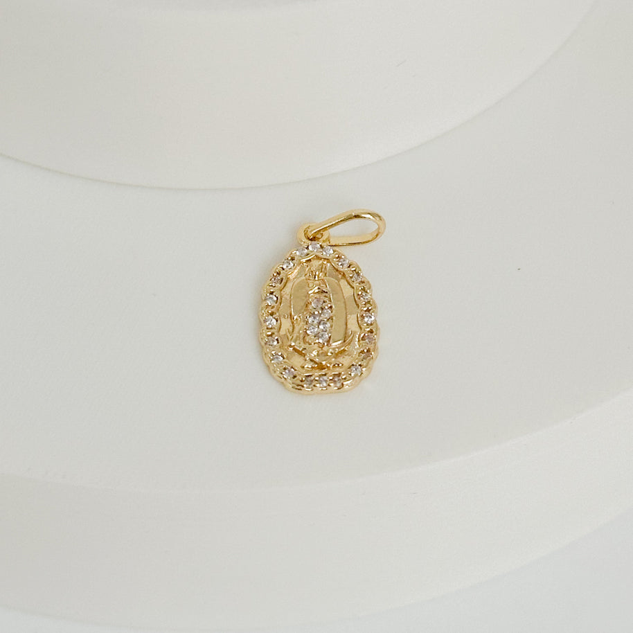 DIJE VIRGEN GUADALUPE BORDE Y CENTRO CIRCON BLANCO DM