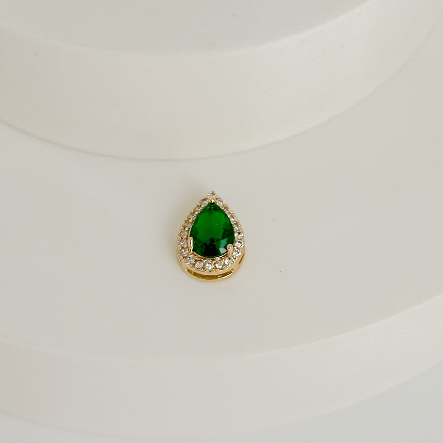 DIJE GOTA GRANDE PIEDRA VERDE DM