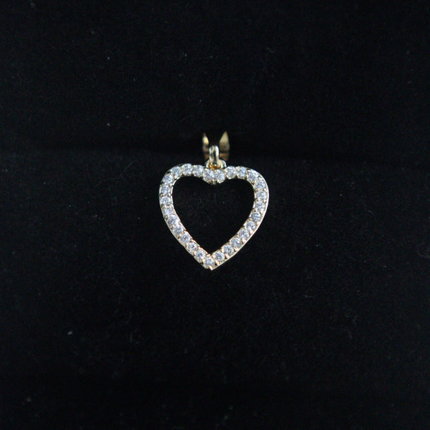DIJE CORAZON SILUETA CIRCON BLANCO