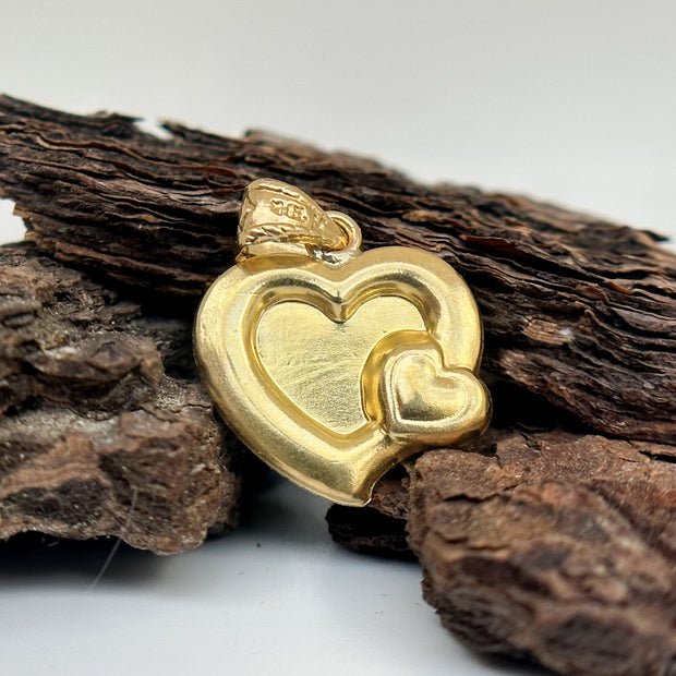 DIJE CORAZON GRANDE CORAZON PEQUEÑO LISO 0,85GR