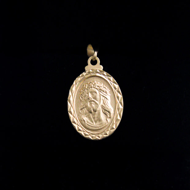 DIJE MEDALLA ROSTRO CORONA DE ESPINAS ACABADO MATE