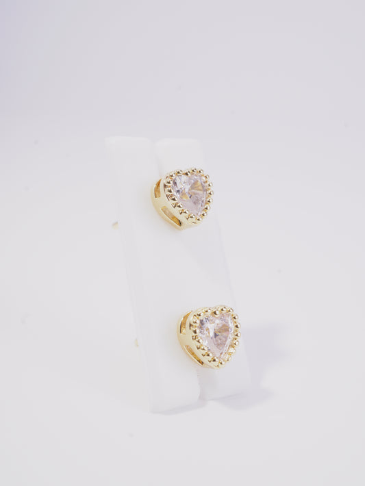 TOPO CORAZON PEQUEÑO BORDE DIAMANTADO, CENTRO CIRCON BLANCO