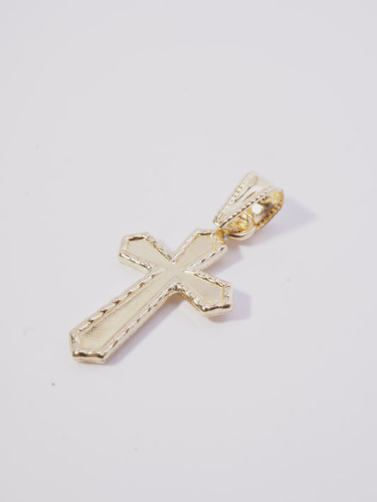 DIJE CRUZ  LISA MEDIANA PUNTA ESPADA BORDE PUNTEADO