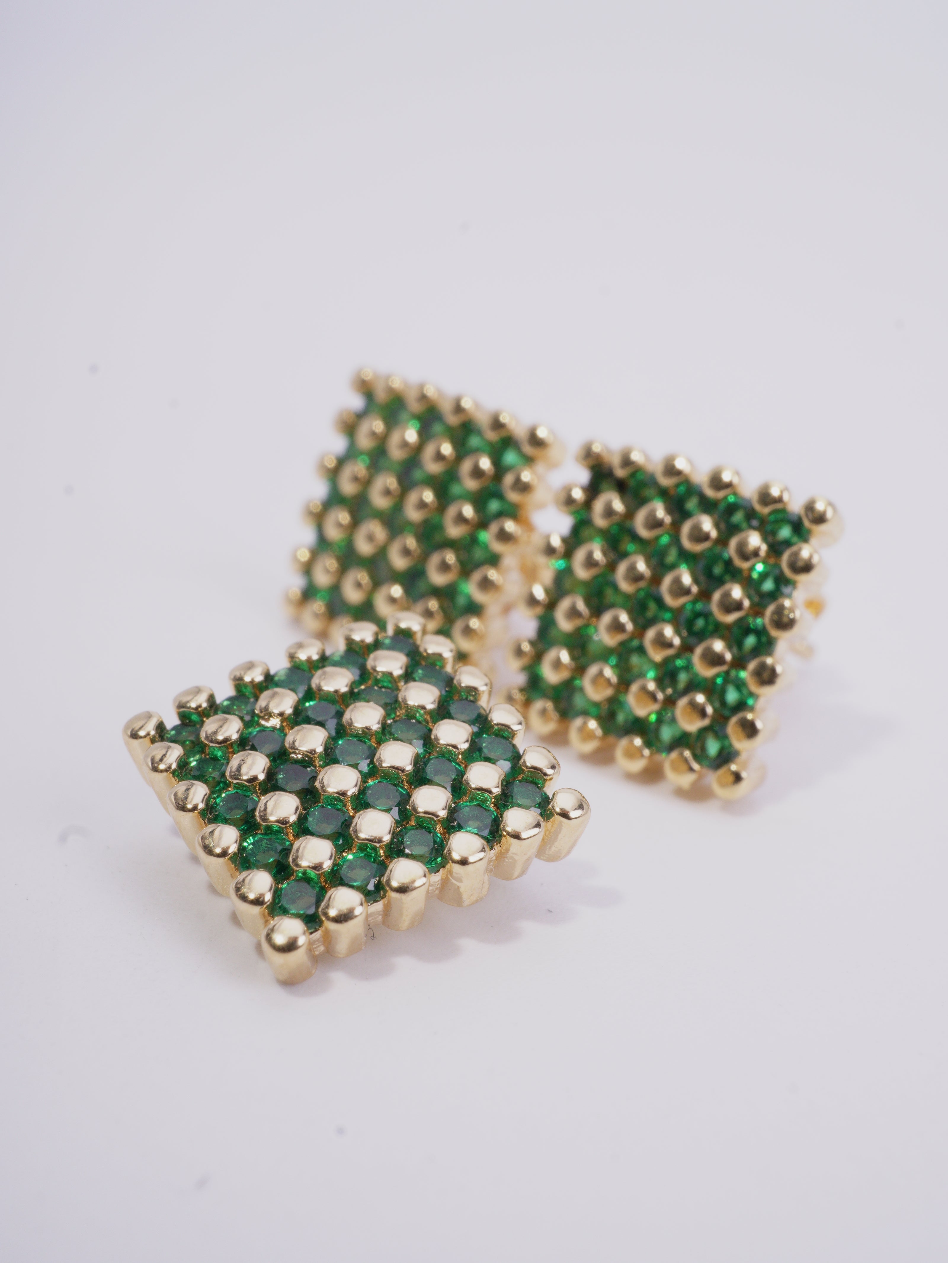 JUEGO TOPOS Y DIJE CUADRO CIRCONES VERDES