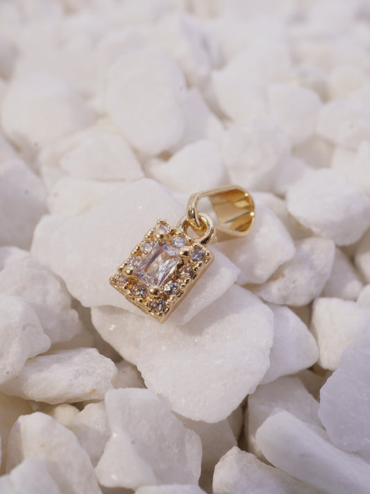 DIJE MINI CUADRADO CIRCONES BLANCOS