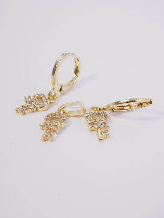 CANDONGA JUEGO CON DIJE LLAVE CIRCON BLANCO