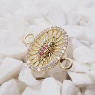 HERRAJE VIRGEN GUADALUPE BORDE CIRCON BLANCO CENTRO COLORES