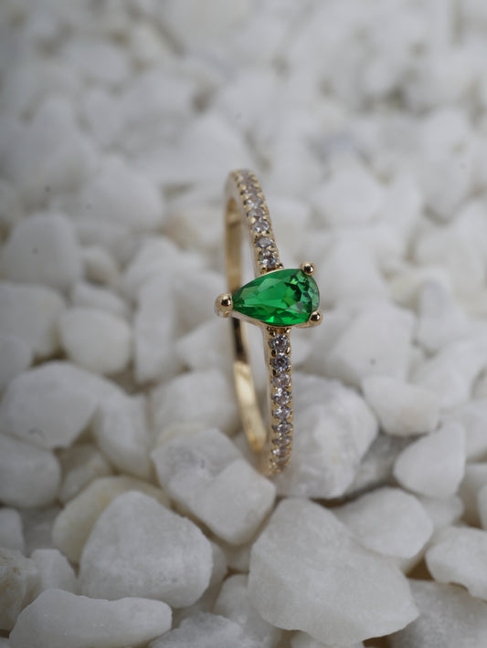 ANILLO TIPO COMPROMISO CIRCON GOTA VERDE