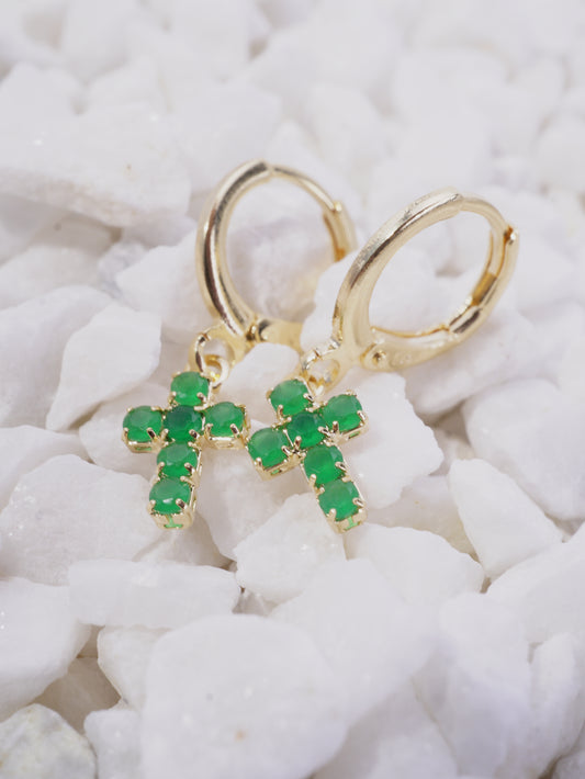 CANDONGA CON DIJE CRUZ CIRCON VERDE