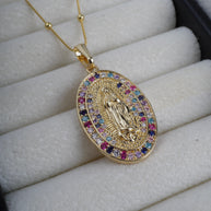 DIJE VIRGEN GUADALUPE GRANDE DOBLE BORDE CIRCONES