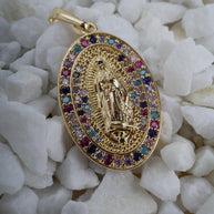 DIJE VIRGEN GUADALUPE GRANDE DOBLE BORDE CIRCONES