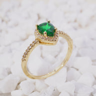 ANILLO PIERA GOTA VERDE CIRCONES LADO Y LADO BLANCOS