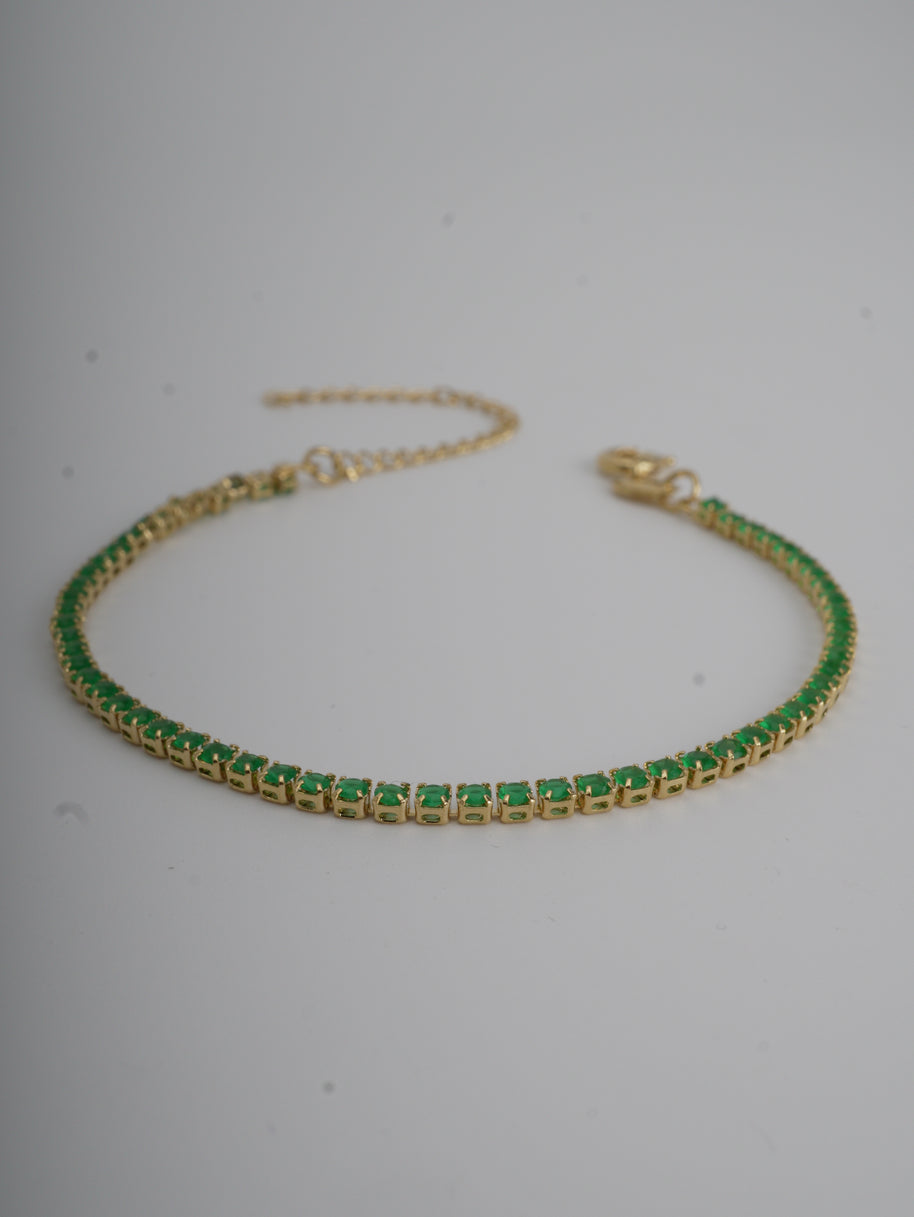 PULSERA TENNI CIRCON VERDE 2MM 19CM