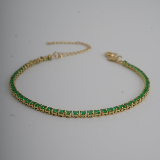 PULSERA TENNI CIRCON VERDE 2MM 19CM