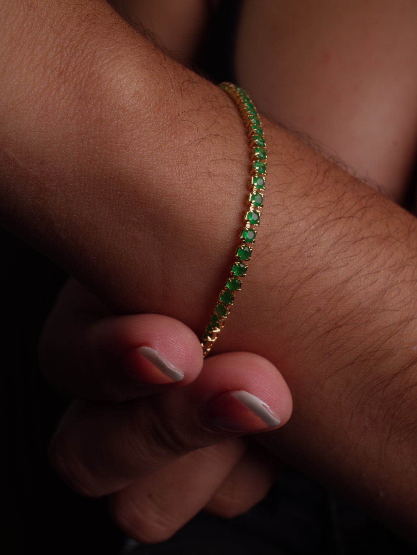 PULSERA TENNI CIRCON VERDE 2MM 18CM