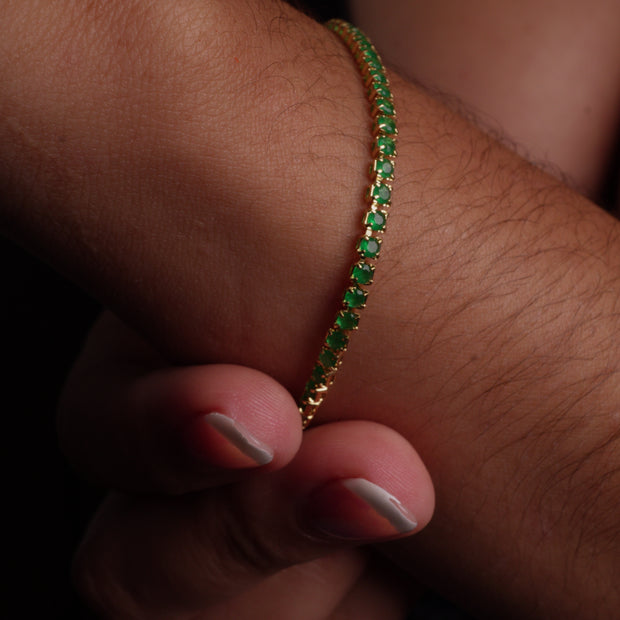 PULSERA TENNI CIRCON VERDE 2MM 19CM