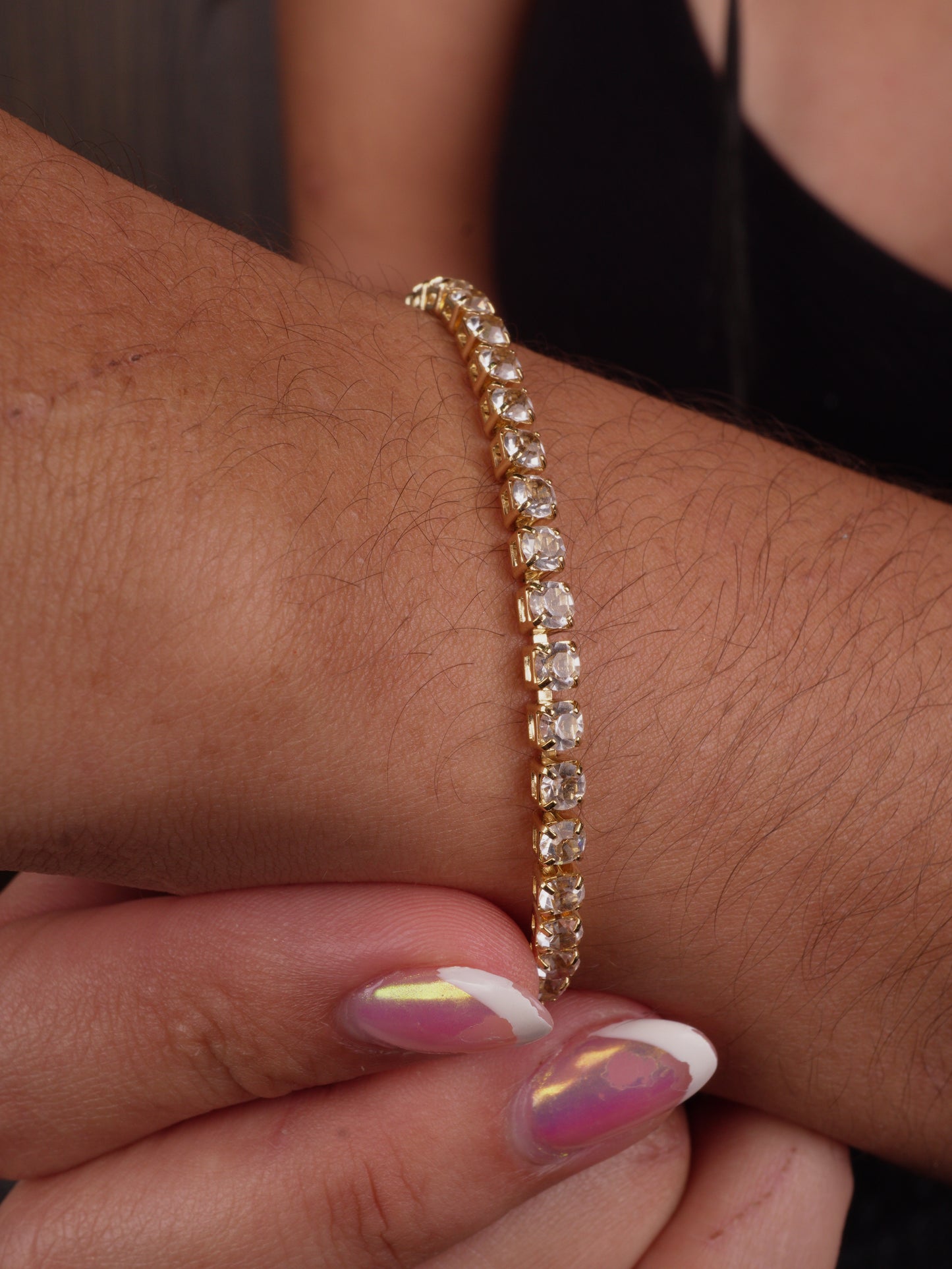 PULSERA TENNIS CIRCONES BLANCOS 18CM 3MM