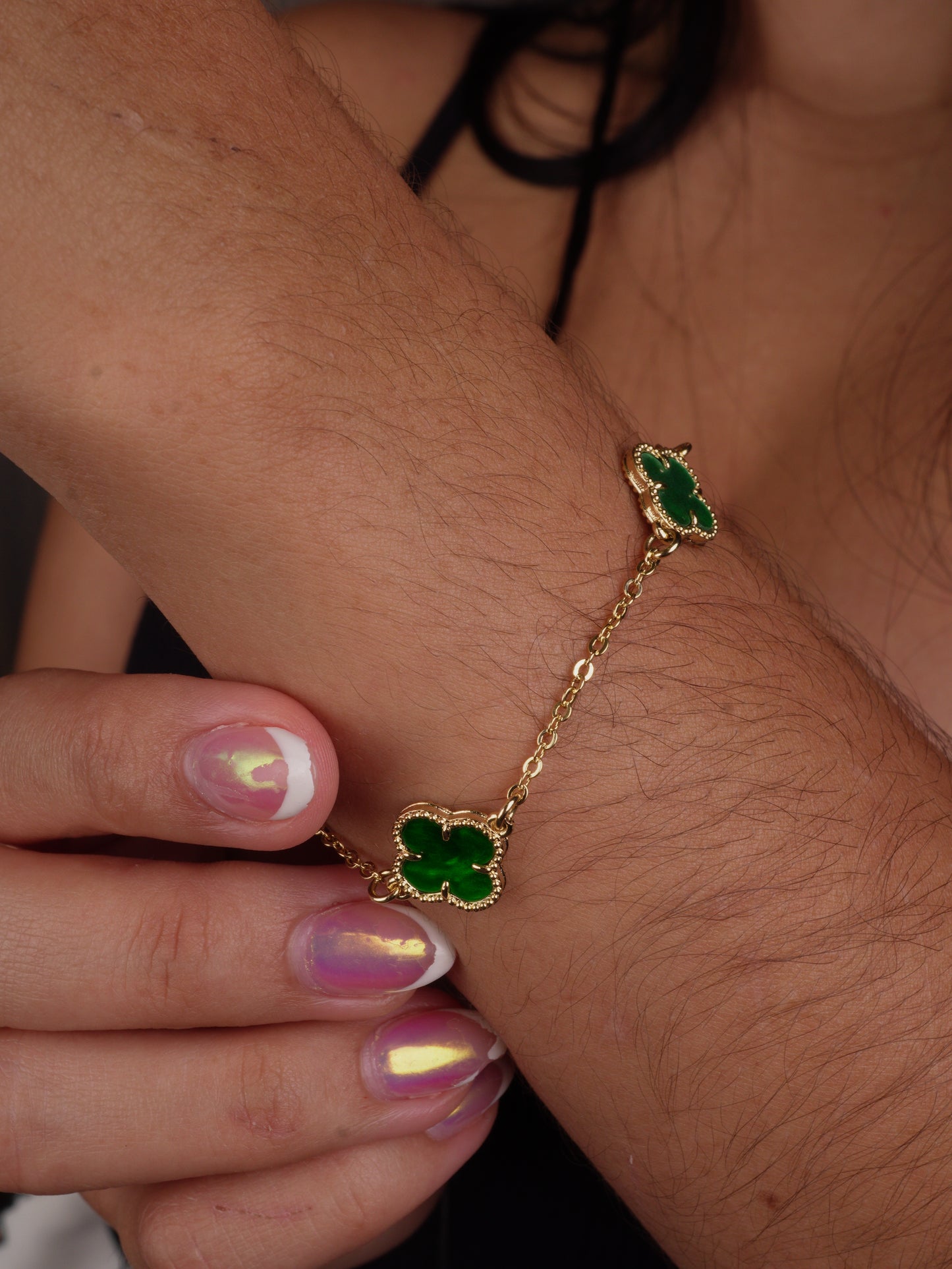 PULSERA VAN CLEEF NEGRA, VERDE Y BLANCA