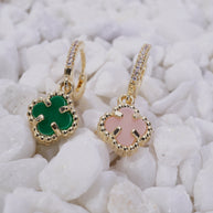 CANDONGAS VAN CLEEF BLANCO, NEGRO, VERDE Y ROSA
