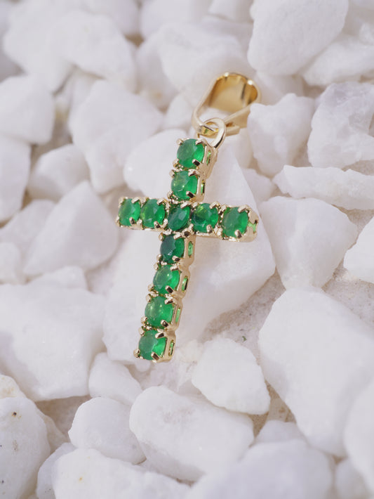 DIJE CIRCONES VERDES CRUZ MEDIANA