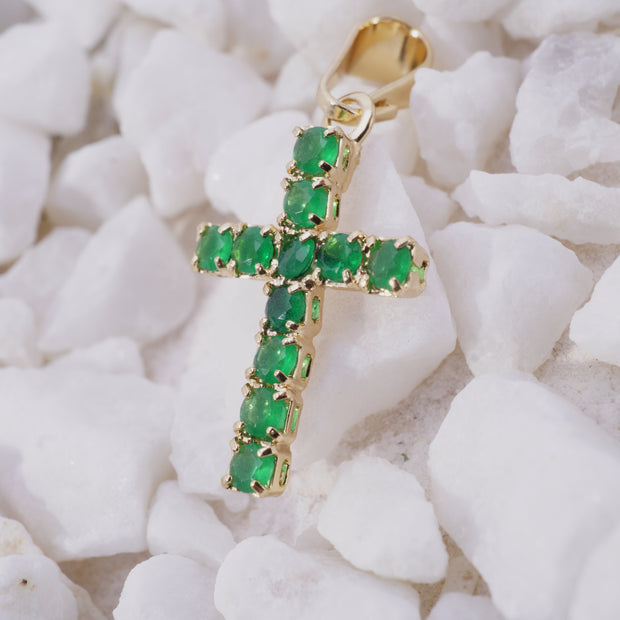 DIJE CIRCONES VERDES CRUZ MEDIANA
