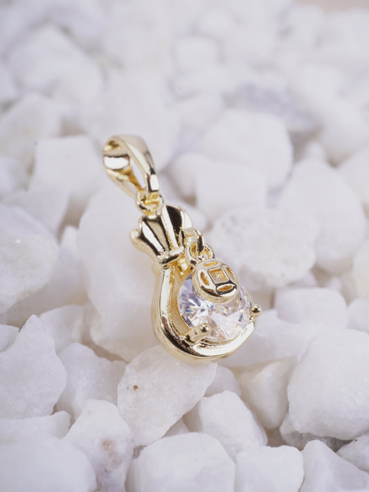 DIJE BOLSA DE DINERO CON CIRCON BLANCO EN MEDIO