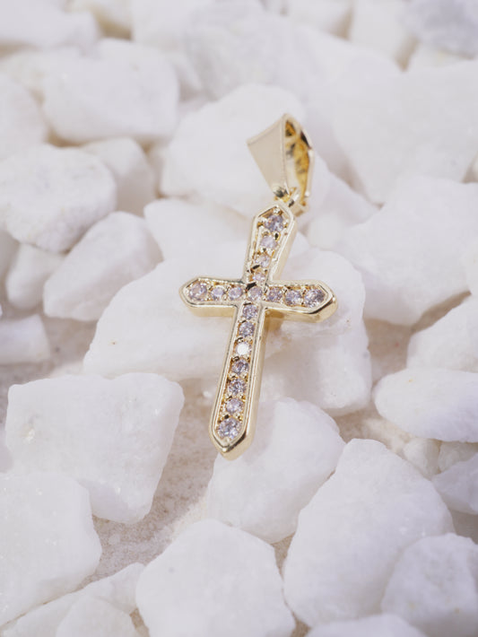 DIJE CRUZ RELLENO MINICIRCONES BLANCOS