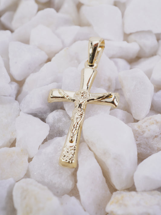 DIJE CRUZ PUNTA ABAJO TALLADA