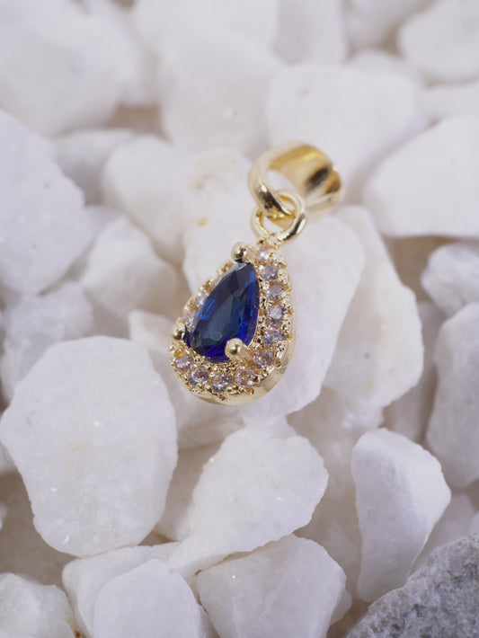 DIJE GOTA PEQUEÑA CIRCON AZUL BORDE MINI CIRCONES