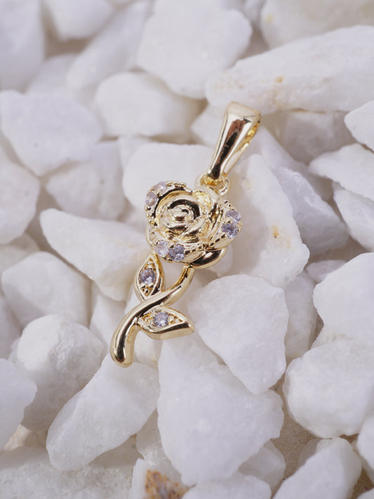 DIJE FLOR CON 2 PETALOS CIRCONES BLANCOS