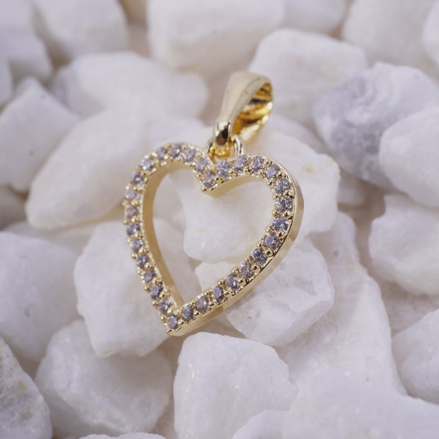 DIJE CORAZON SILUETA CIRCON BLANCO